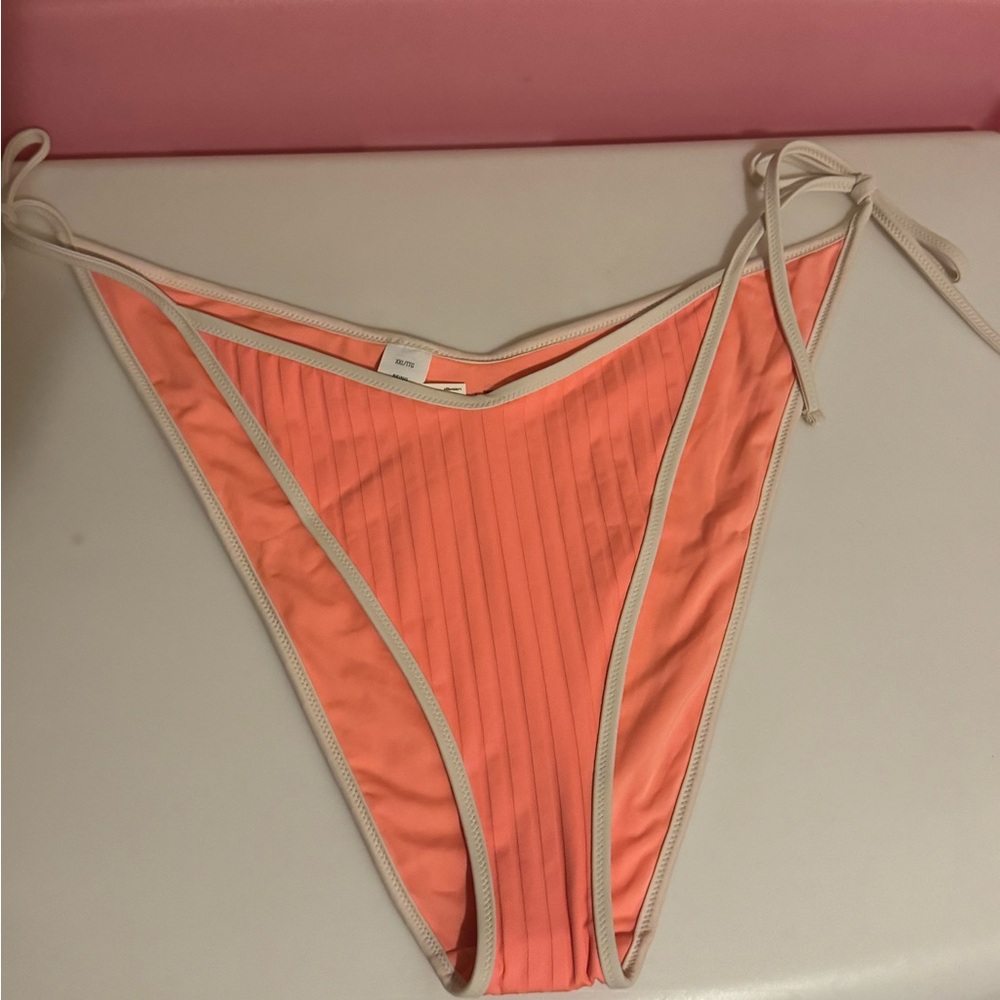 Aerie Coral and Cream Bikini Bottom